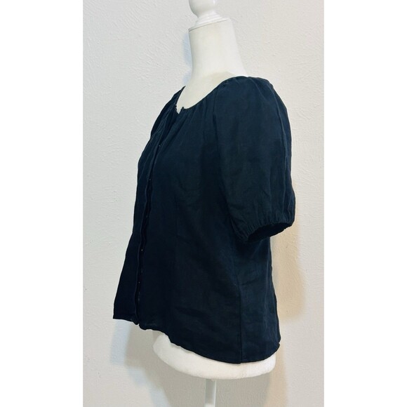 J. Crew Women Size 8 V-Back Linen Button Up Blouse Boho Timeless Closet Staple - Picture 7 of 14